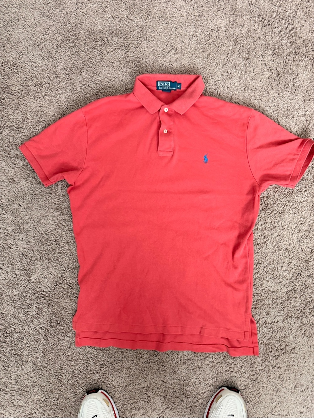 Ralph Lauren Men's Polo Shirt in Coral with Blue Pony